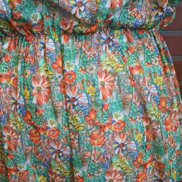 Vintage Kay Windsor women’s midi dress semi sheer floral print short sleeve cott - Picture 4 of 12